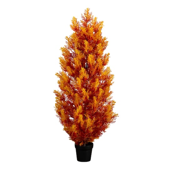 4ft. UV Resistant Autumn Artificial Fall Cedar Tree (Indoor/Outdoor)